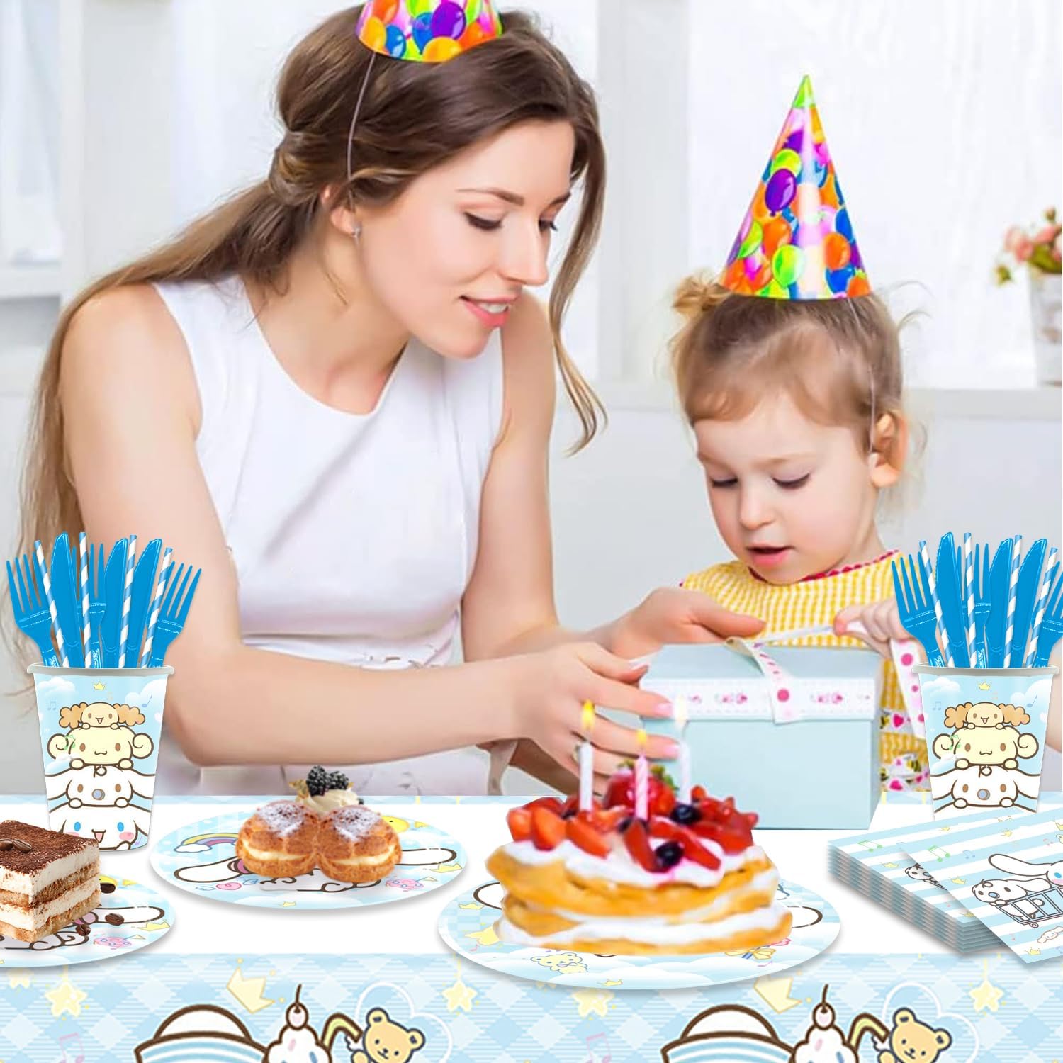 141Pcs Cinna-morolls Parties,Cinna-morolls Party Tableware Party Disposable Dinnerware Plates Cups Napkins for Cinna-morolls Baby Shower Party Decoration Supplies,Serves 20