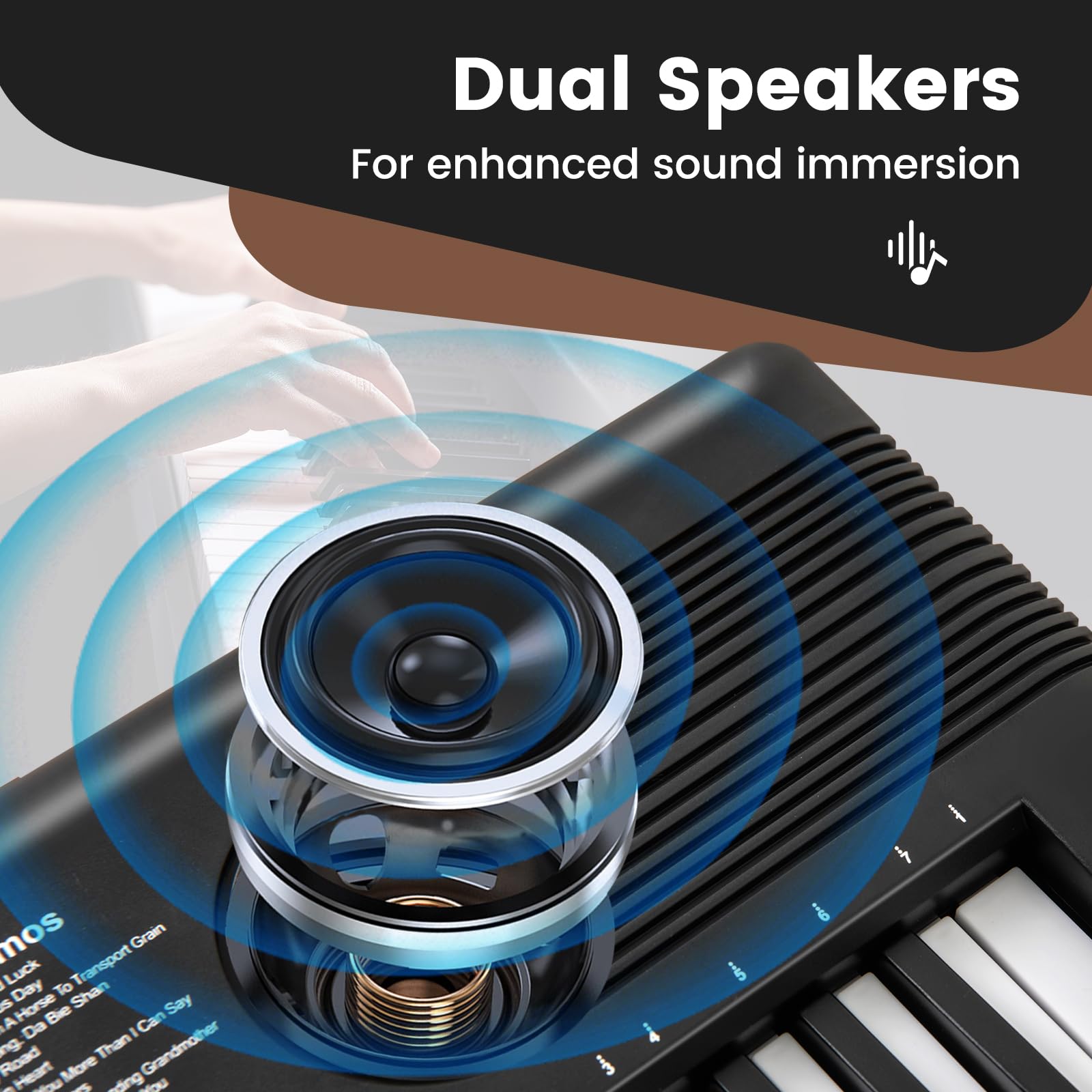 LDAILY Piano de teclado de 61 teclas, piano digital electrónico con micrófono de altavoz integrado, soporte para partituras y adaptador de corriente, teclado de piano portátil para principiantes