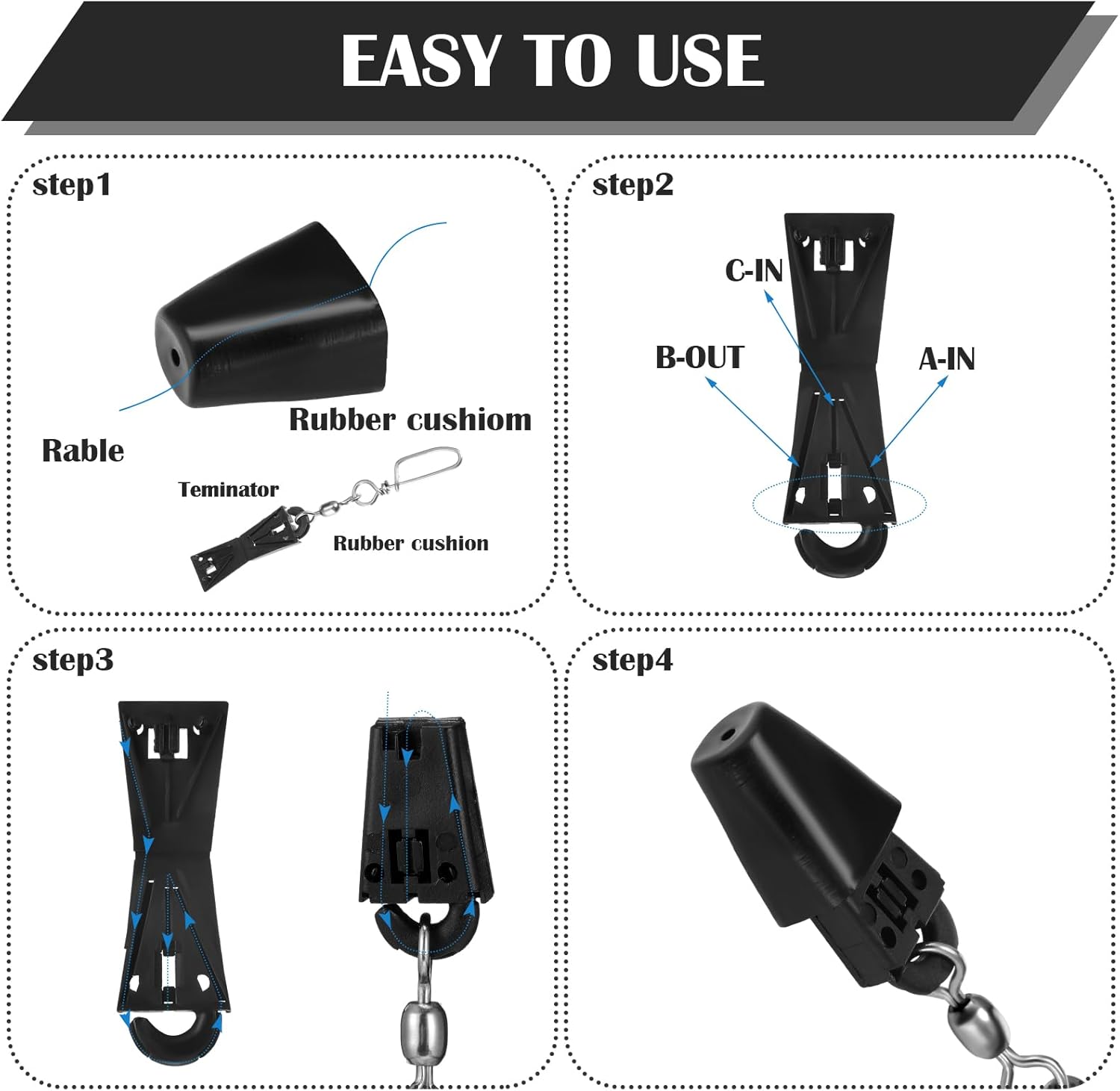Downrigger Terminal Kit Fishing Boating Accessories Deep Water Trolling Release Kit Marine Downrigger Set with Storage Box Boat Fishing Terminal Tool for Saltwater and Freshwater