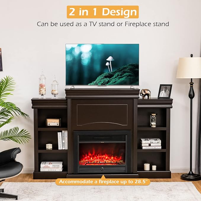 Repisa de chimenea Tangkula 70 pulgadas independiente miniatura 7