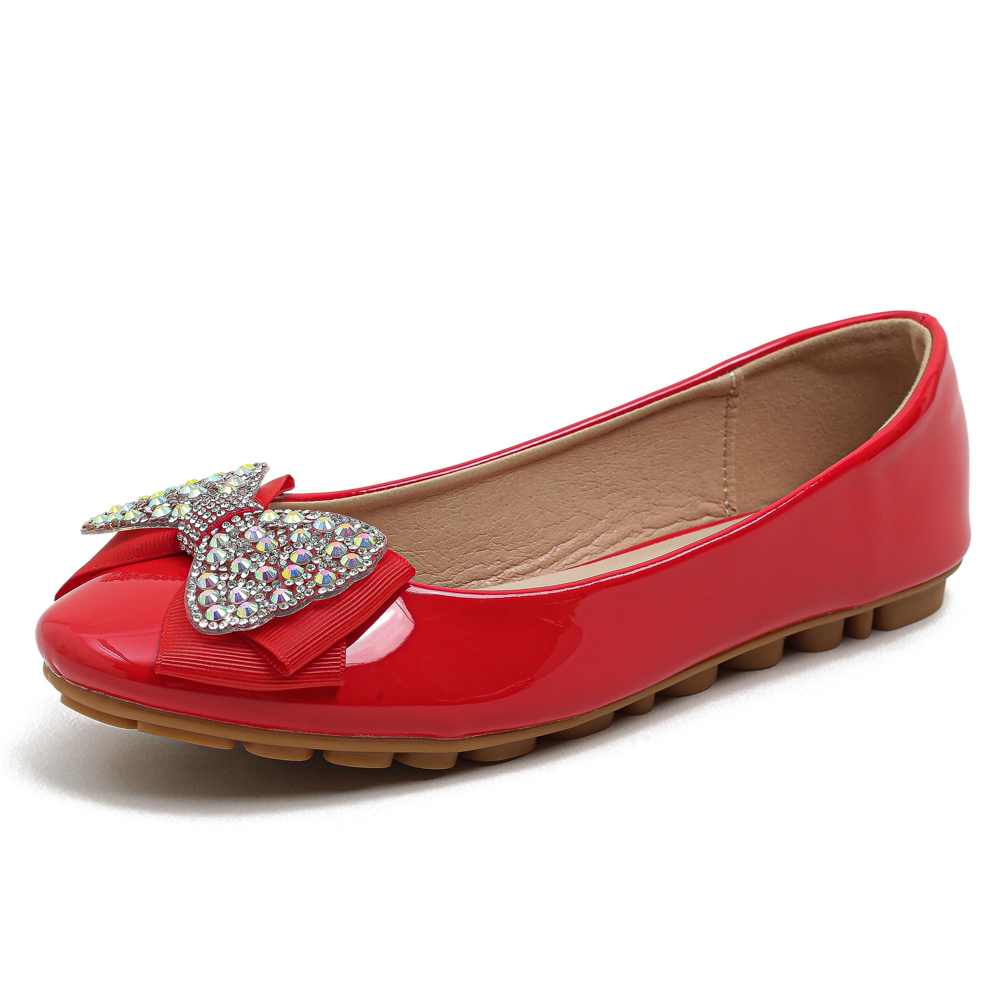 Wide Foot Flat Shoes for Women Comfortable and Anti Slip Round Head Bow Tie for Women's Flat Shoes Widened Flat Shoes