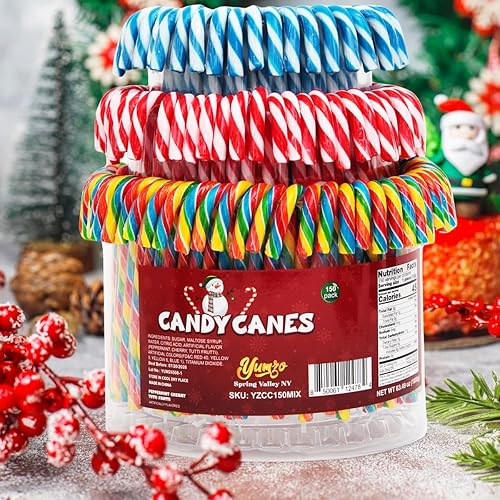 Miniatura 9 de Bastones de caramelo de Navidad, tutti frutti, menta azulblanca, mezcla de sabores de cereza roja y blanca, bastones de caramelo a granel envueltos