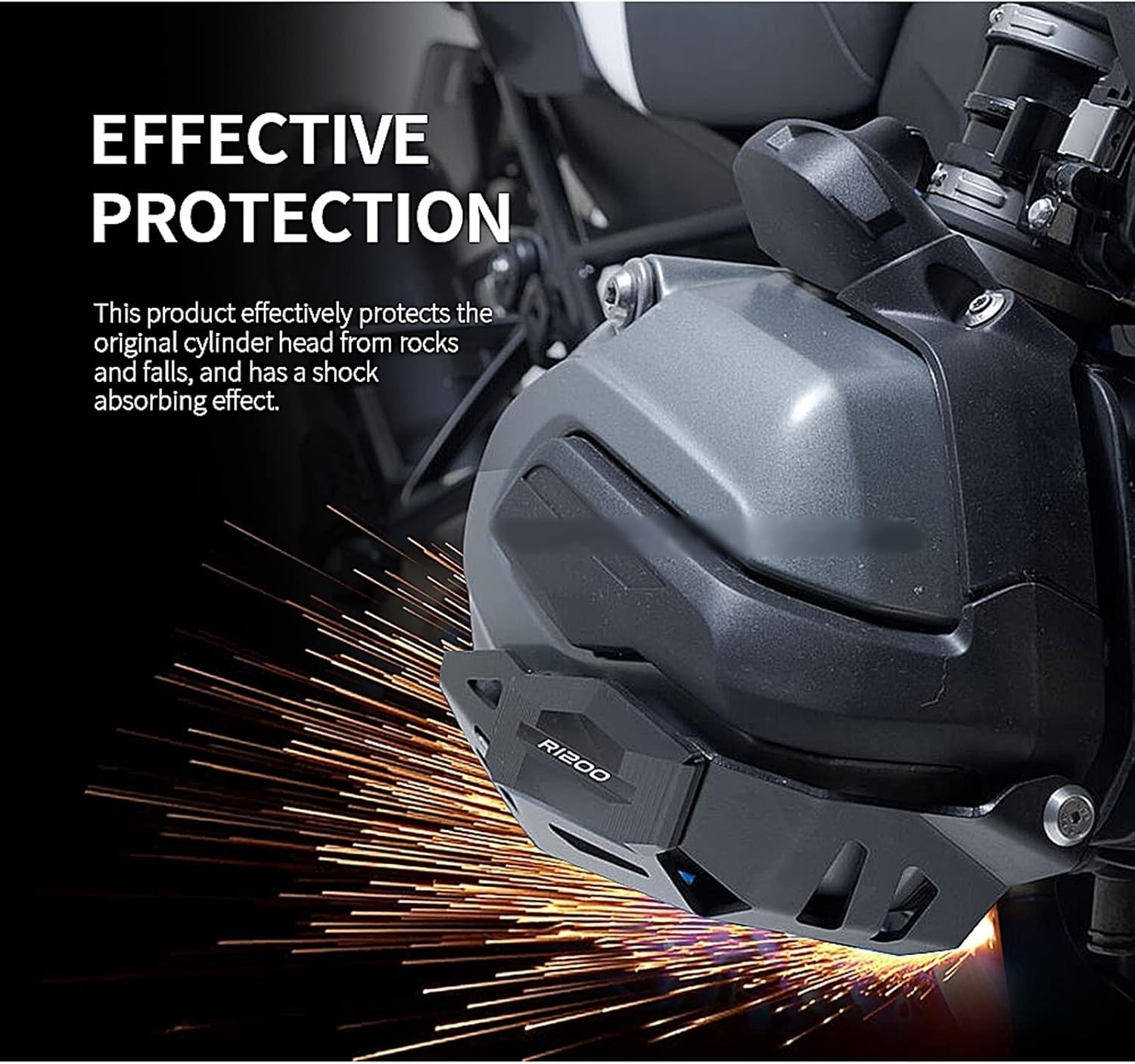 Protector Frames for BMW R1200GS LC Adv R1200RT R1200R R1200RS R 1200 GS RT R RS R1200 CNC Engine Guard Cylinder Head Protector Cover Accessories Crash Pads (Color : Black-Black R1200)