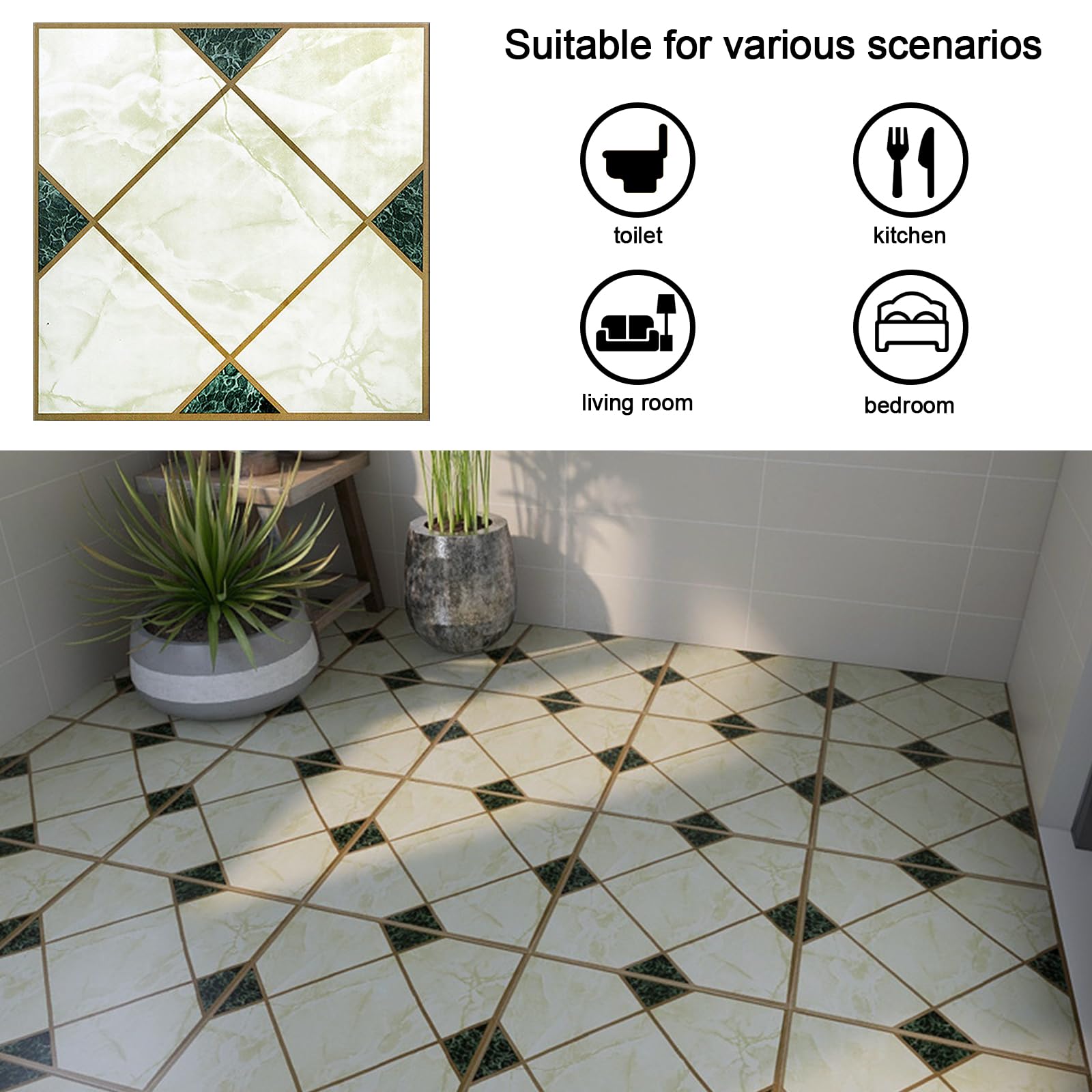 Piano Adesivo In PVC Per Pavimenti In Vinile, 22 Pezzi 30 Cm X 30 Cm, Ca. 2 M², Carta Da Parati - Foto 4