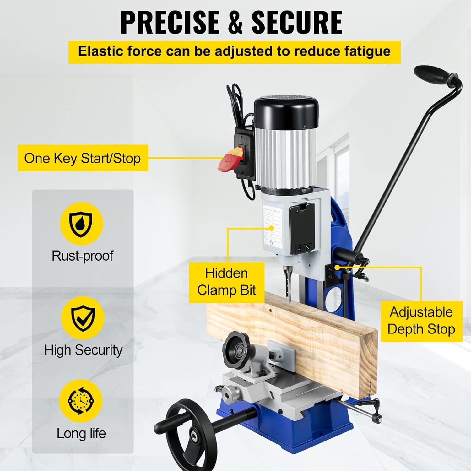 Happybuy Woodworking Mortise Machine, 1/2 HP 1700RPM Powermatic Mortiser, With Movable Work Bench Benchtop Mortising Machine