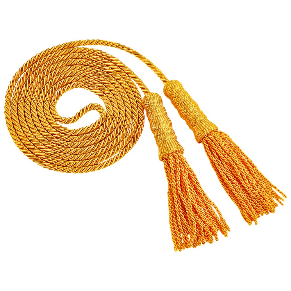 MAYJOYDIY Cordoncino intrecciato dorato, 2,76 m, con nappe, cordoncino decorativo intrecciato in poliestere e seta, per tende, drappeggio, per esterni, casa, interni