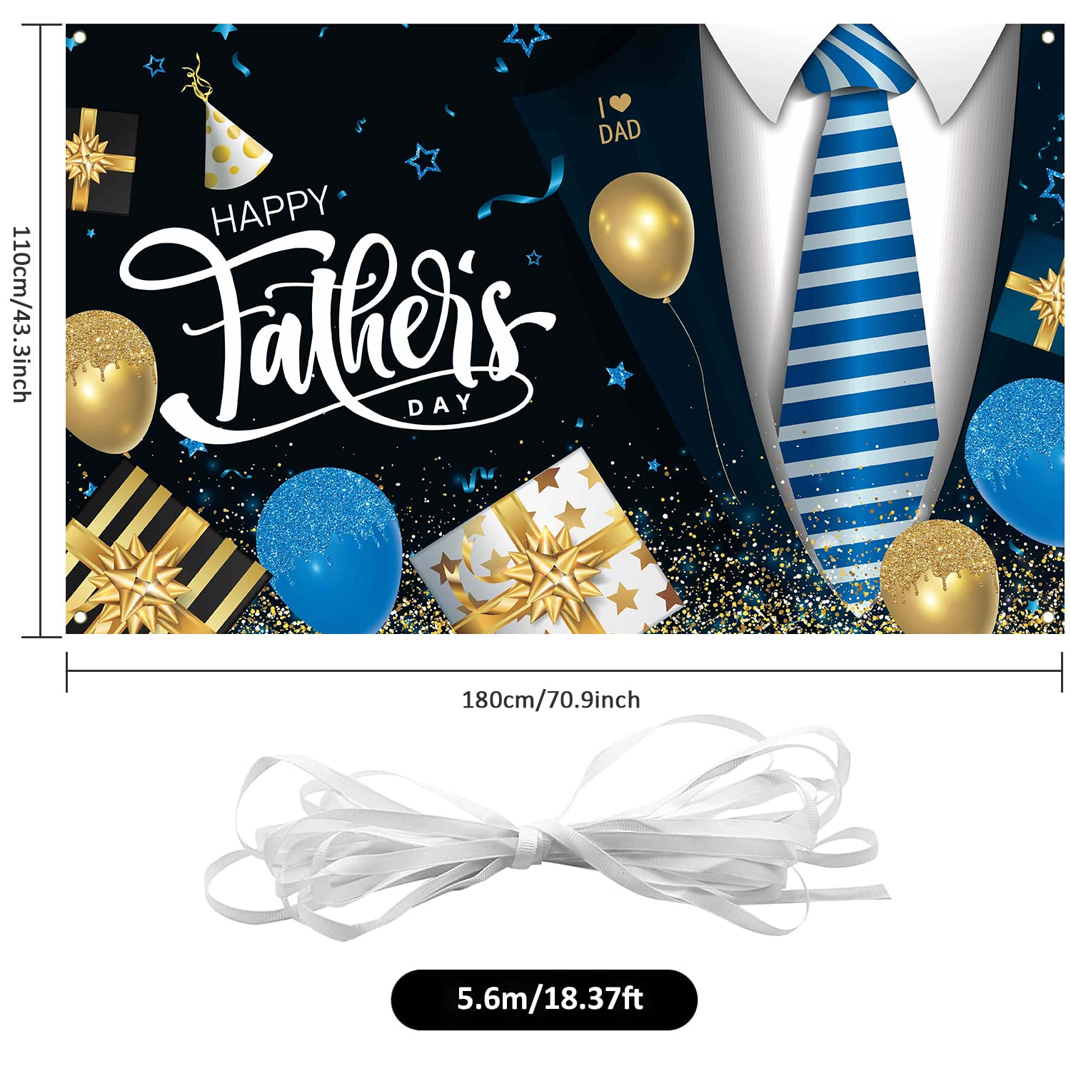 Vatertags-Banner „Happy Fathers Day“ – 180 X 110 Cm, Aus Polyester, Für Party & Fotohintergrund