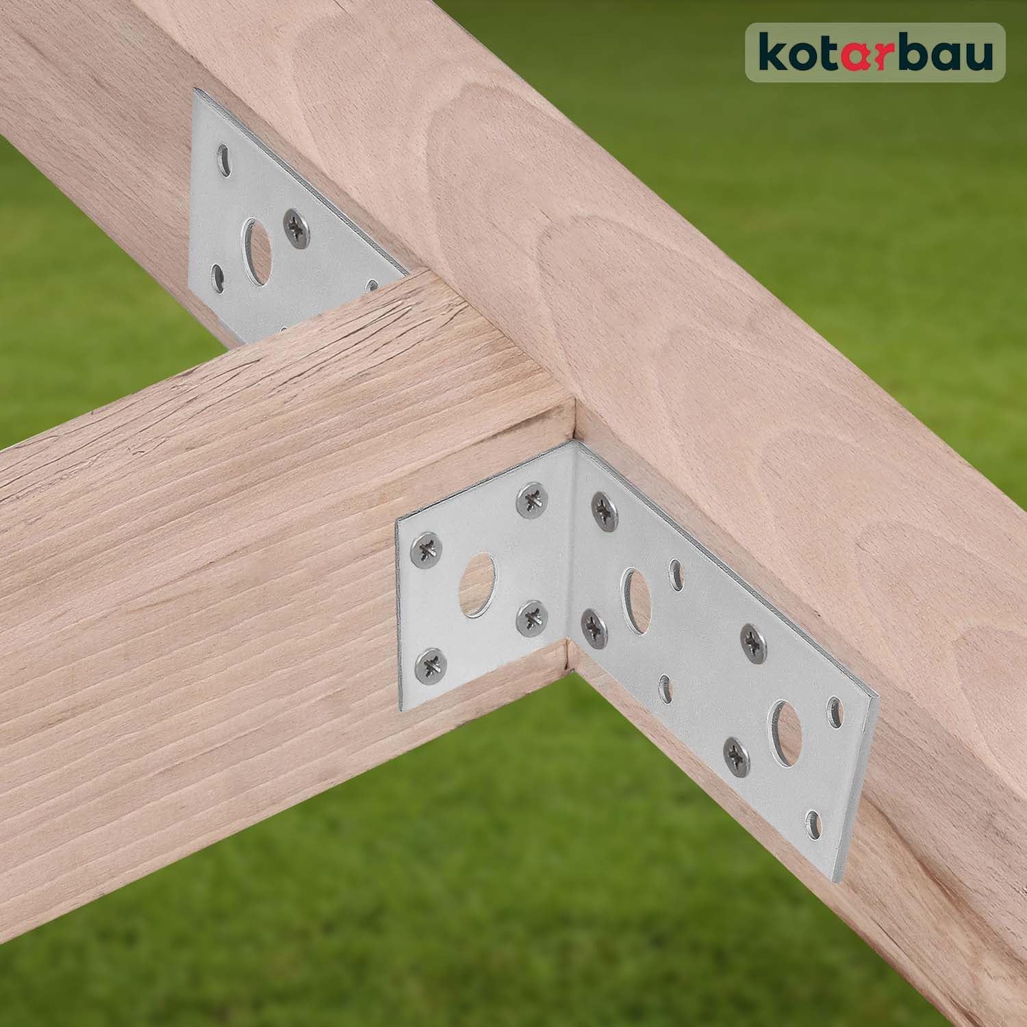 KOTARBAU® 50er Set Winkelverbinder 100 x 50 x 40 Stahl Bauwinkel Lochplattenwinkel Möbelverbinder Verzinkt Schwerlast Holzverbinder Montagewinkel Stuhlwinkel