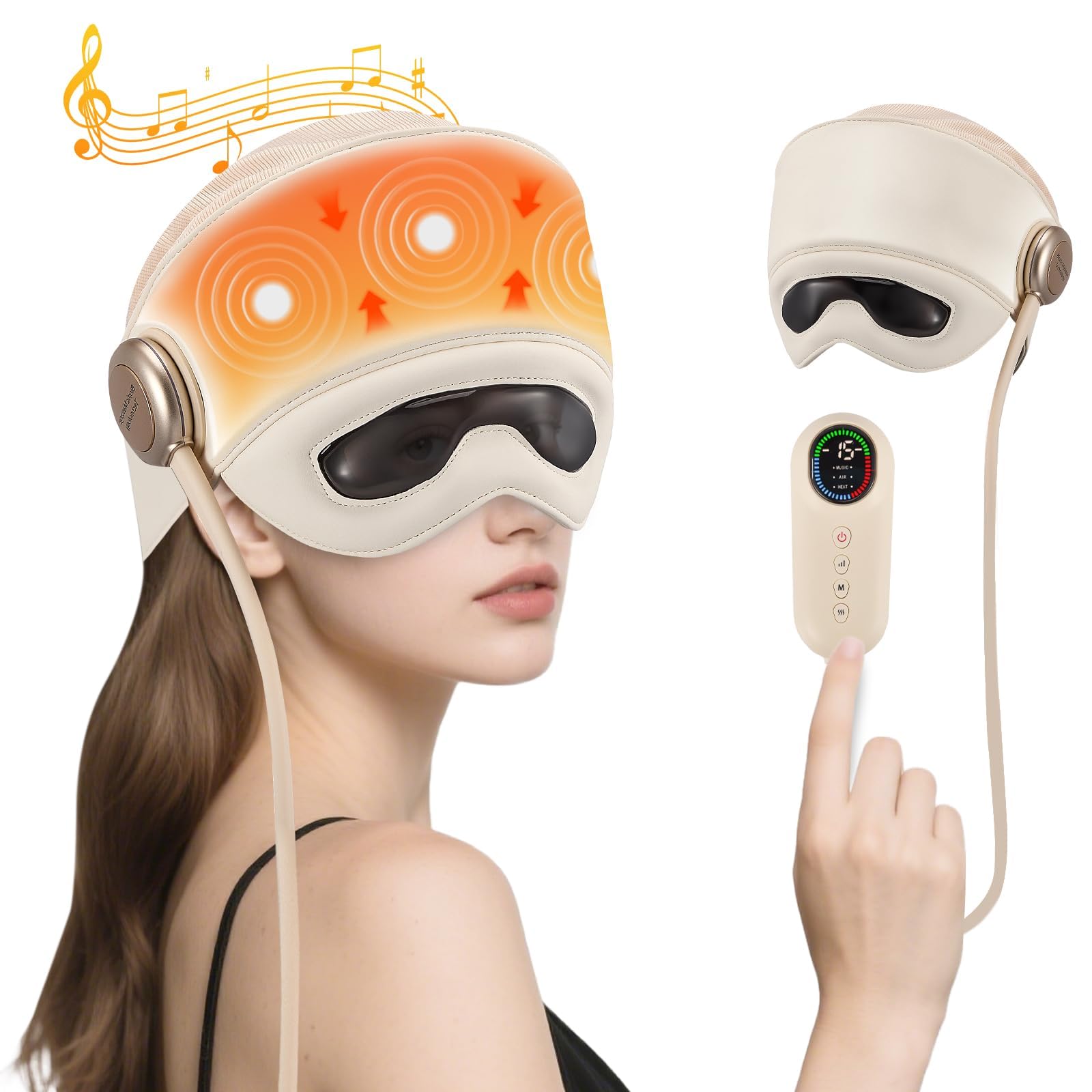 Masajeador recargable para cabeza y ojos con calor: para dolores de cabeza, alivio del estrés y fatiga, ideal para descansar y relajarse, el mejor regalo para mamá y papá.
