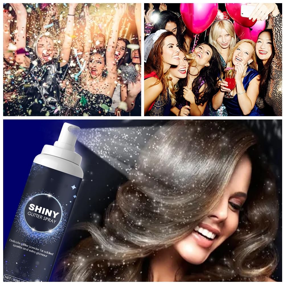 Glitter Body Spray Luccicante for Hair, Powder - 60ml for Halloween, Christmas, Festival, Club and Parties