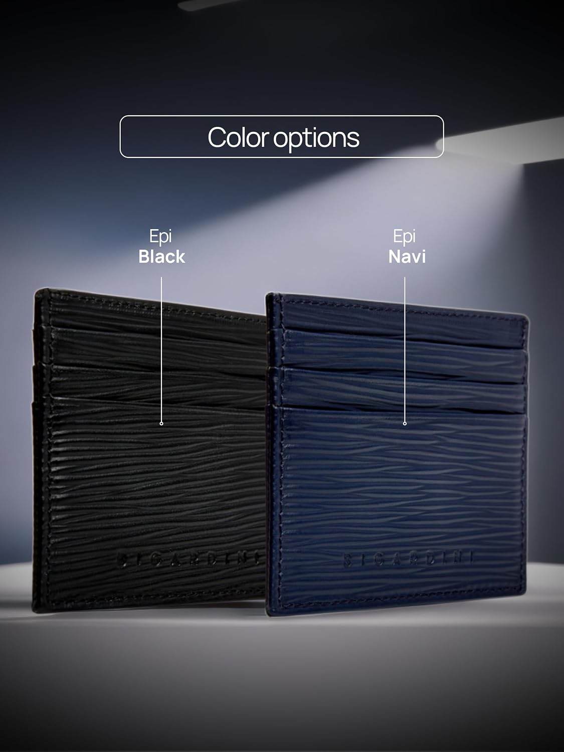 Bigardini Slim Minimalist Leather Card Wallet For Men & Women - RFID Blocking Leather Card Holder Wallets (Black)
