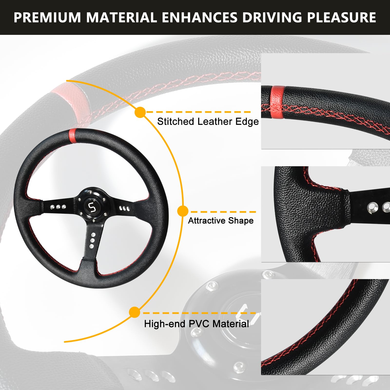 Shu-Ran Universal Golf Cart Steering Wheel 13.7