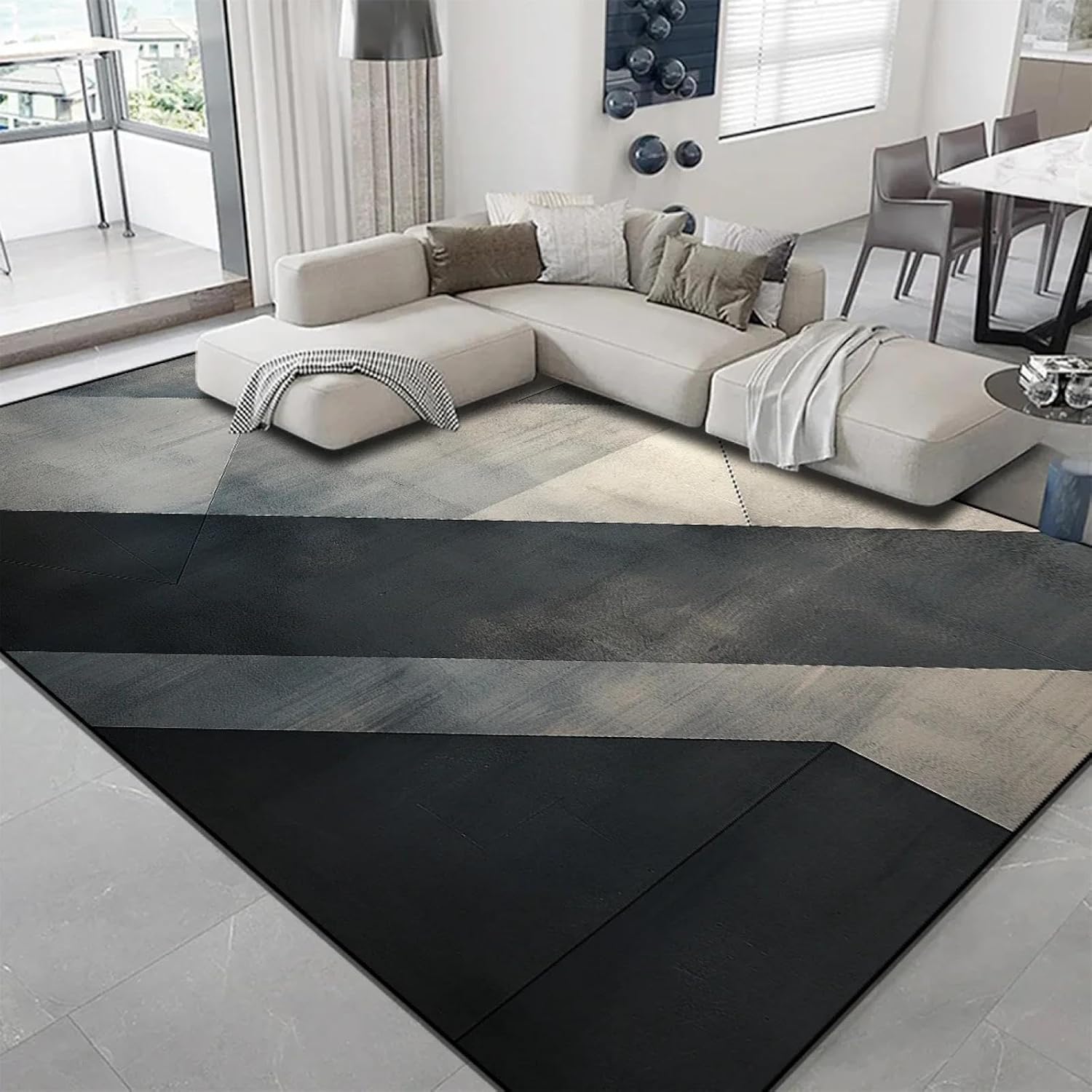 Light Luxury Living Room Rugs Sofa Coffee Tables Carpets Modern Geometric Bedroom Balcony Home Cloakroom Floor Mats(60x90cm Door mat/DT-6213-flannel-11)