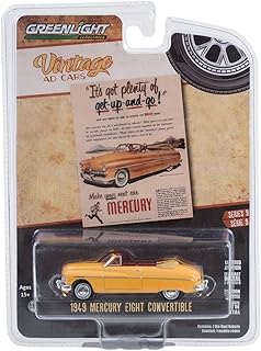 Greenlight 39130-B Vintage Ad Cars Series 9-1949 Mercury Eight Convertible â€œItâ€™s Got Plenty of Get-Up-and-Go!â€1/64 Scale