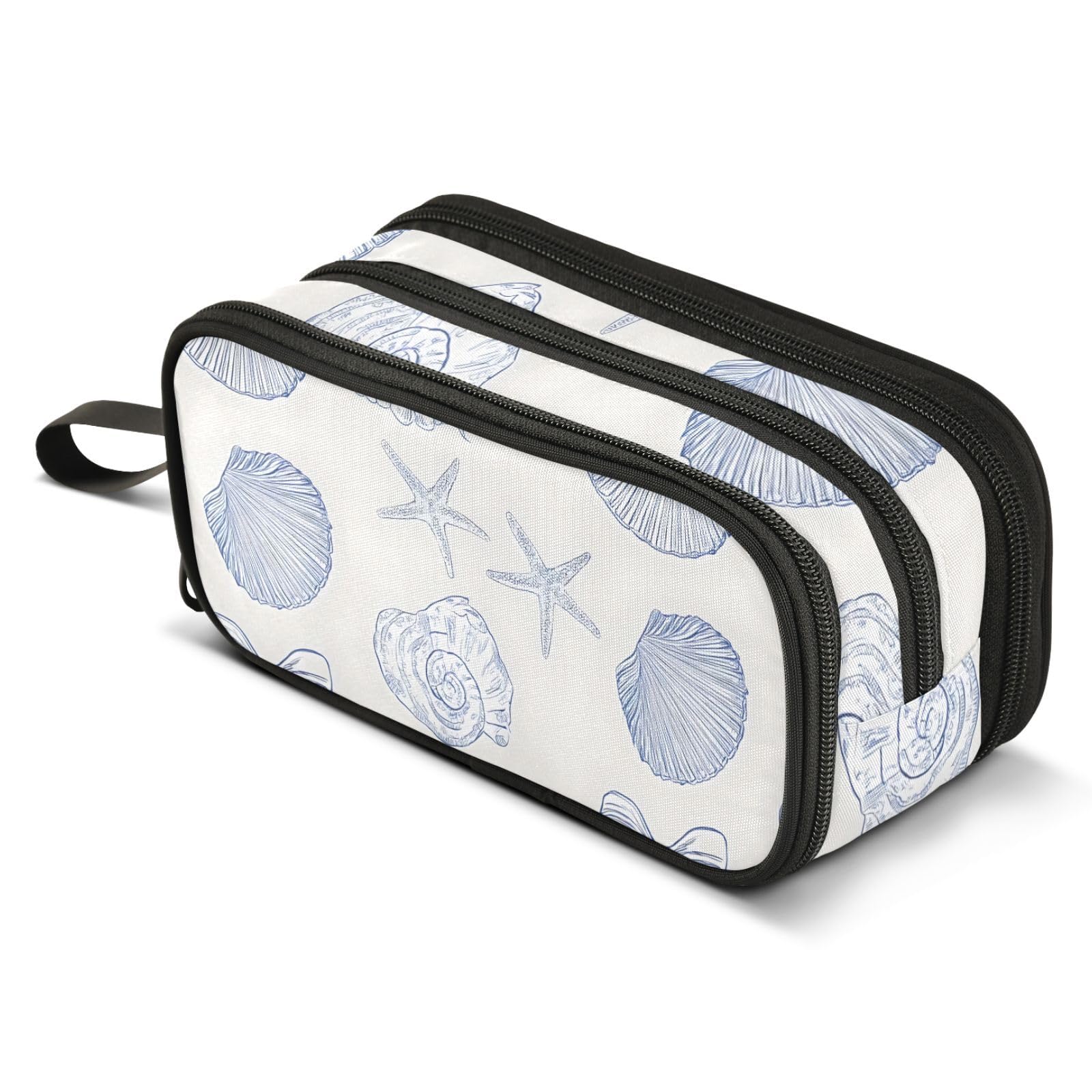 ALAZA Blue Seashells Starfish Ocean Map Pencil Case Box Boys Girls
