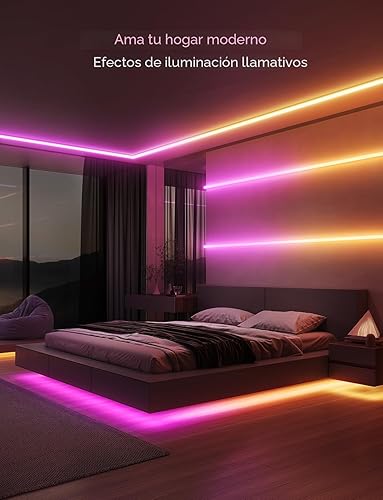 Miniatura 8 de Govee RGBIC - Tira de luces LED de 32.8 pies con cubiertas, luces inteligentes que funcionan con Alexa y Google Assistant, canal difusor LED con
