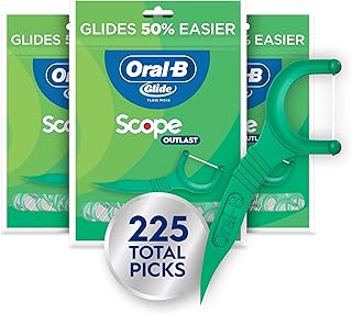 Oral-B Glide Mint Dental Floss Picks with Long Lasting Scope Flavor, 3 Pack of 75 Picks (225 Total)