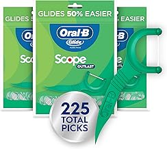Oral-B Glide Mint Dental Floss Picks with Long Lasting Scope Flavor, 3 Pack of 75 Picks (225 Total)