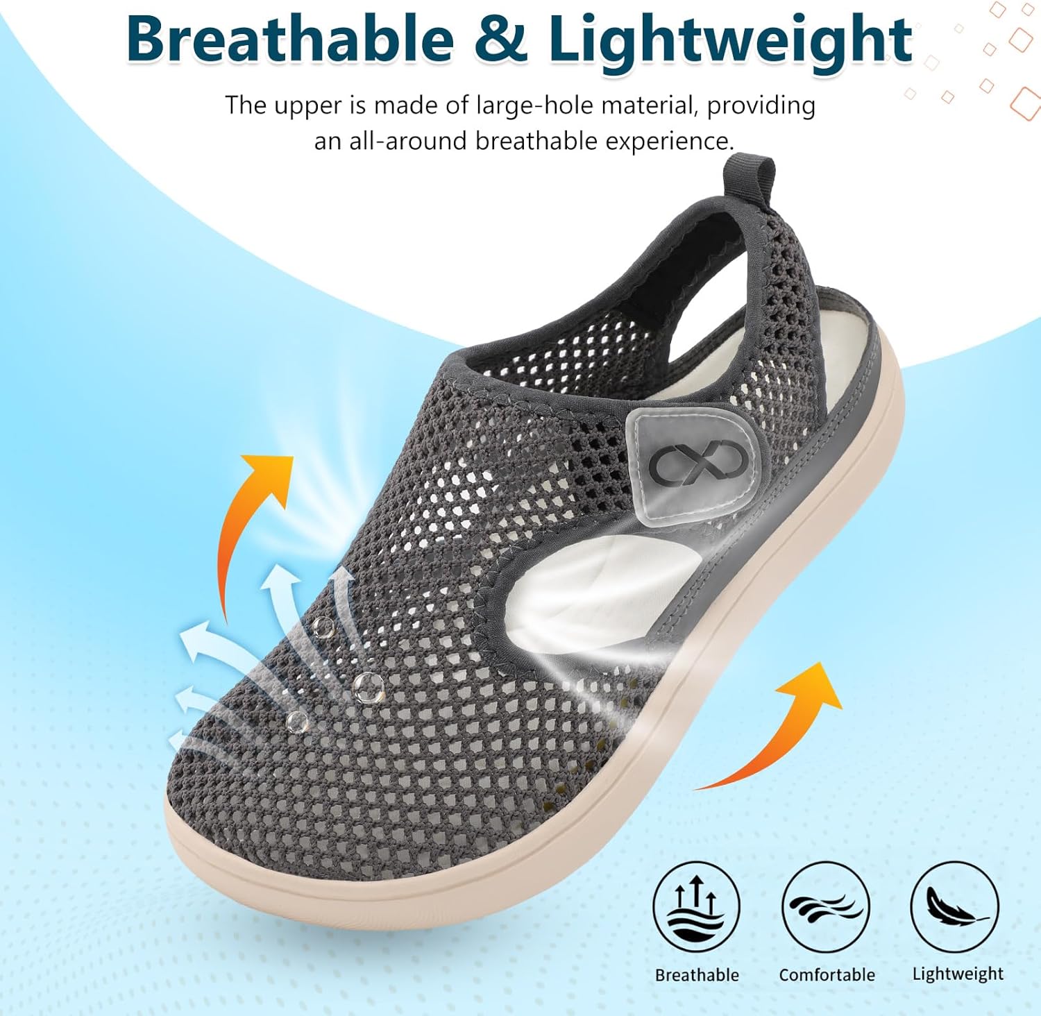 XIHALOOK Womens Flat Sandals Closed Toe Summer Breathable Mesh Sandals for Beach Travel Casual Walking Shoes Zero Drop Wide Barefoot Shoes