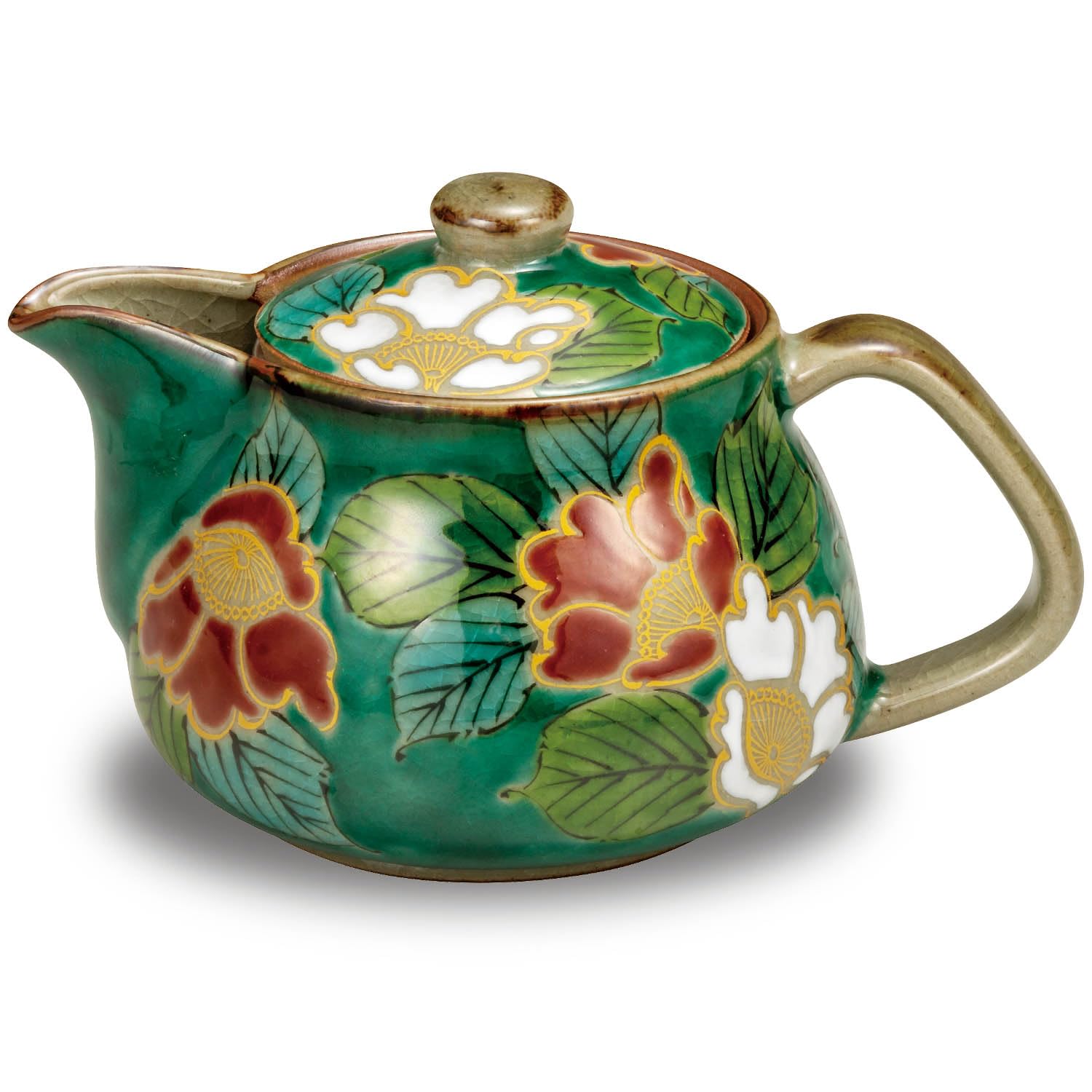 Amazon | 急須 おしゃれ 九谷焼 急須 ポット グリーン山茶花 陶器 和 