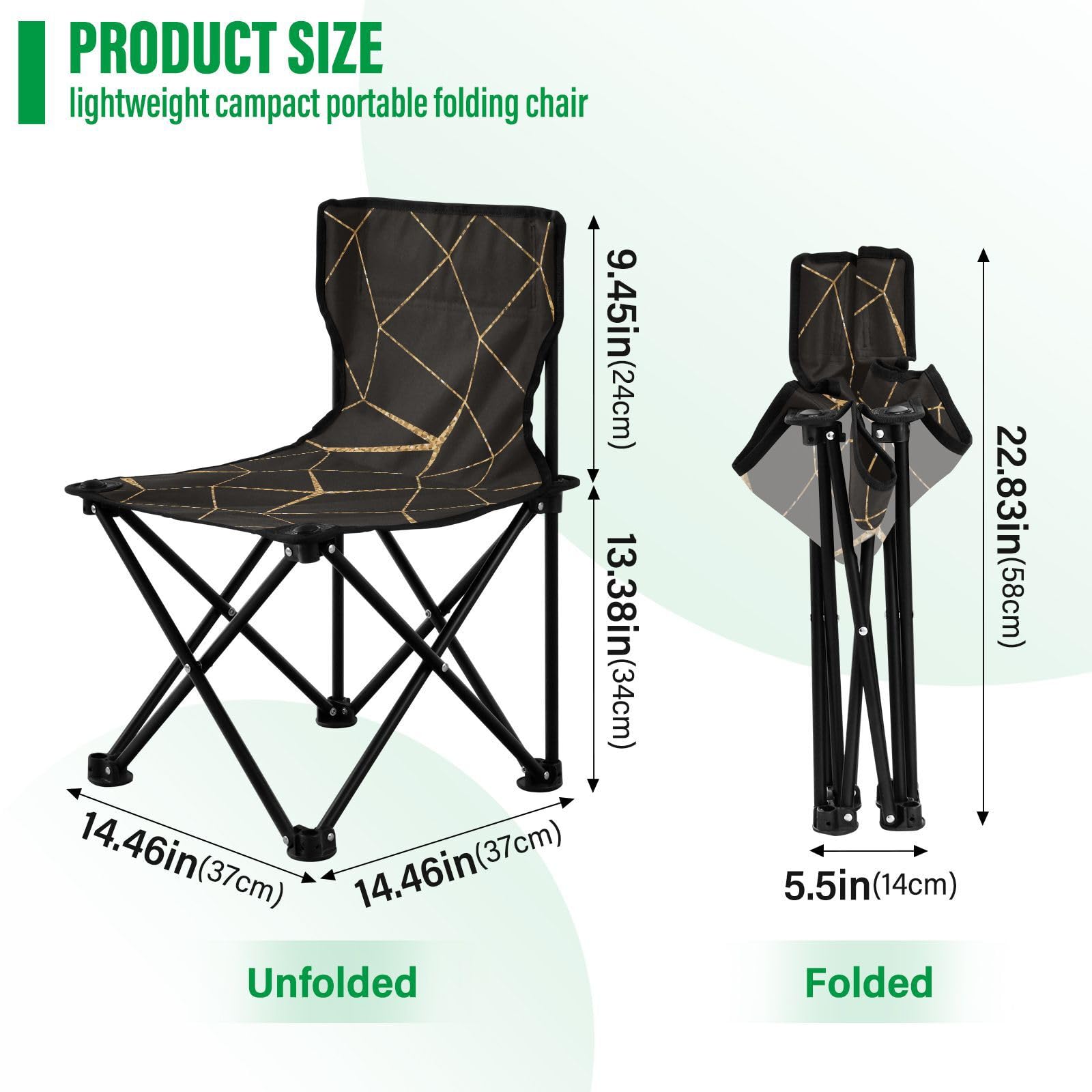 FRODOTGV Sedia da campeggio ultraleggera compatta in rete dorata, ultra leggera, con borsa per il trasporto, sedie da esterno per campeggio all'aperto, Rete dorata, 1 Size, Country Rustico