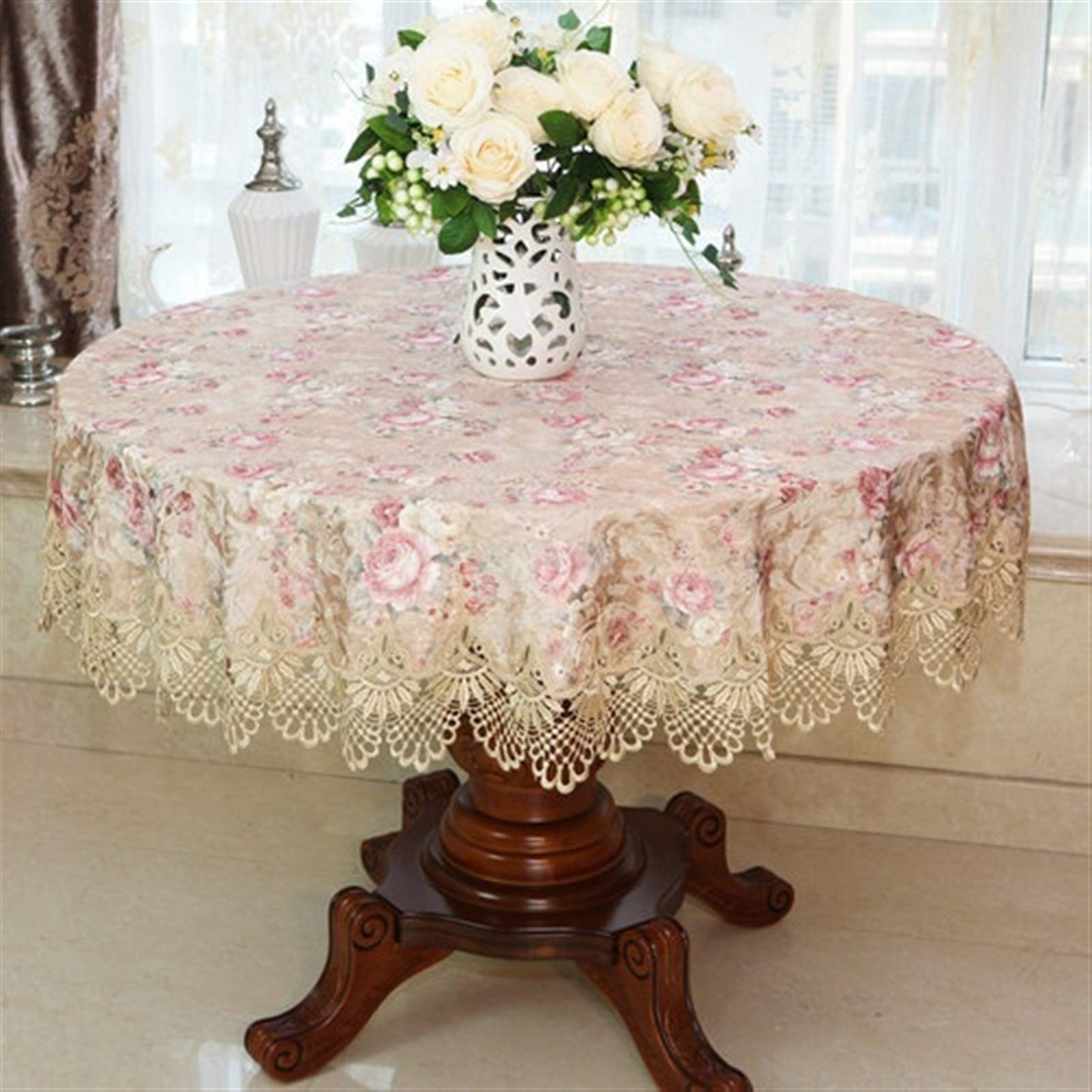 Nappe en dentelle ronde RWRAPS pour table à manger pastorale