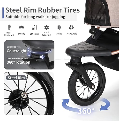 Miniatura 2 de SKISOPGO Cochecitos plegables para mascotas para perros pequeños y medianos, gatos, cochecito 3 en 1 para correr, sin cremallera, con transportador