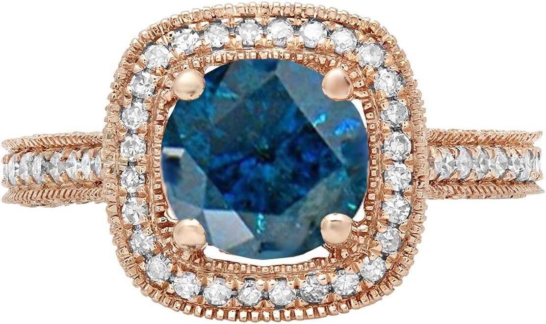 Dazzlingrock Collection 10K 7.5 MM Round Gemstone & White Diamond Ladies Halo Style Bridal Engagement Ring, Rose Gold