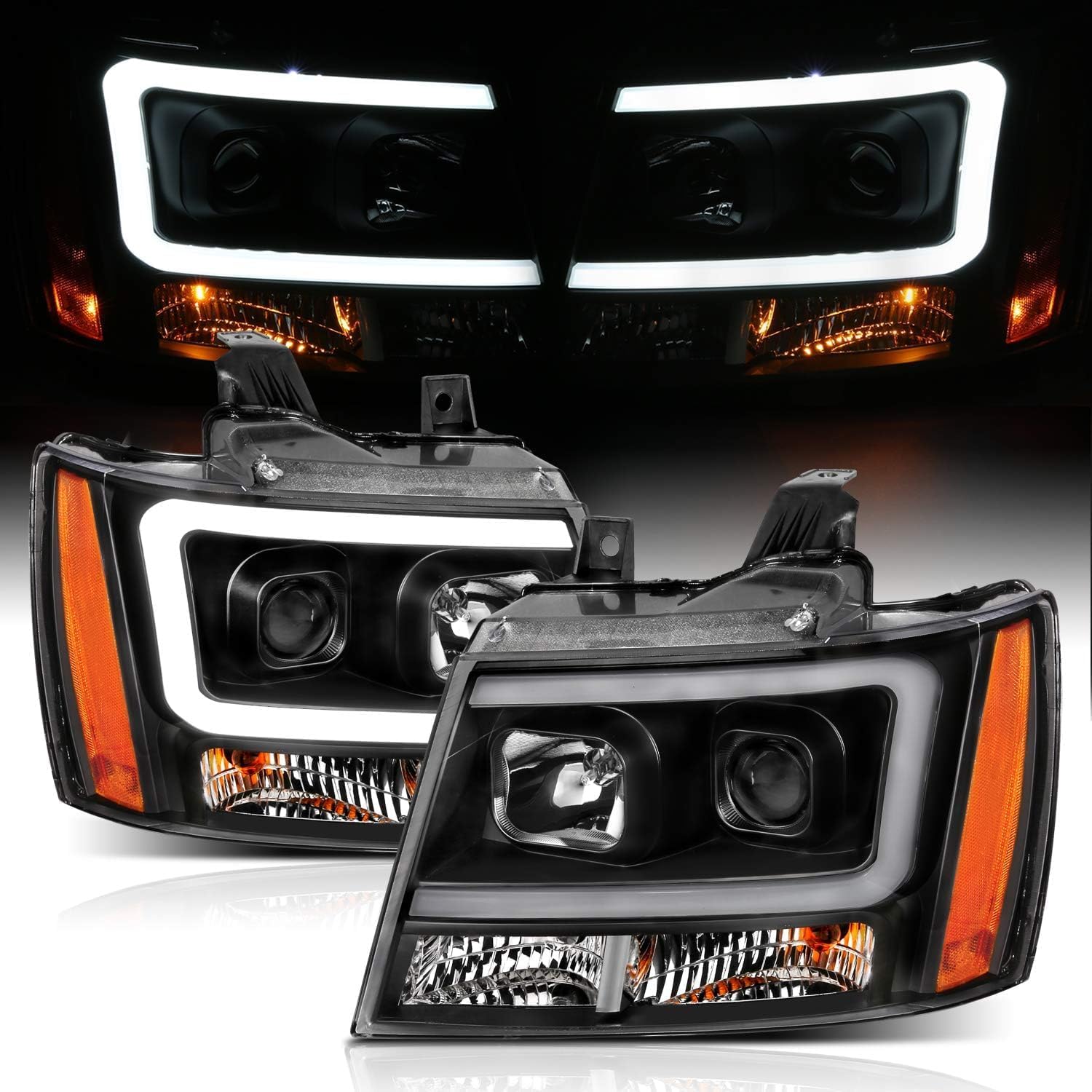 Tiffin Allegro Red 2009-2012 RV Motorhome Pair (Left & Right) Replacement Black Projector Headlights