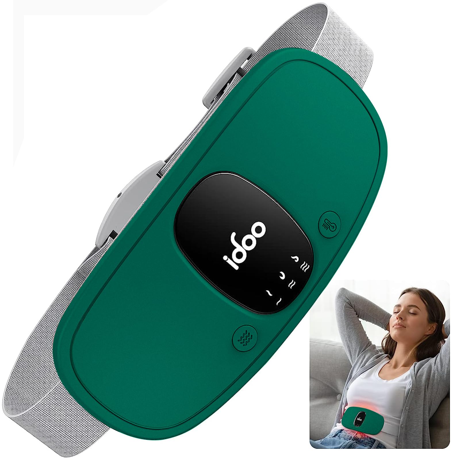 iDOO Travel Heating Pad, FSA Eligible Item, Portable Heating Pad for Period Cramps with 3 Heat Levels and 3 Massage Modes, Menstrual Heating Pads for Women, Gifts for Girlfriend Mom Wife Women (Green)