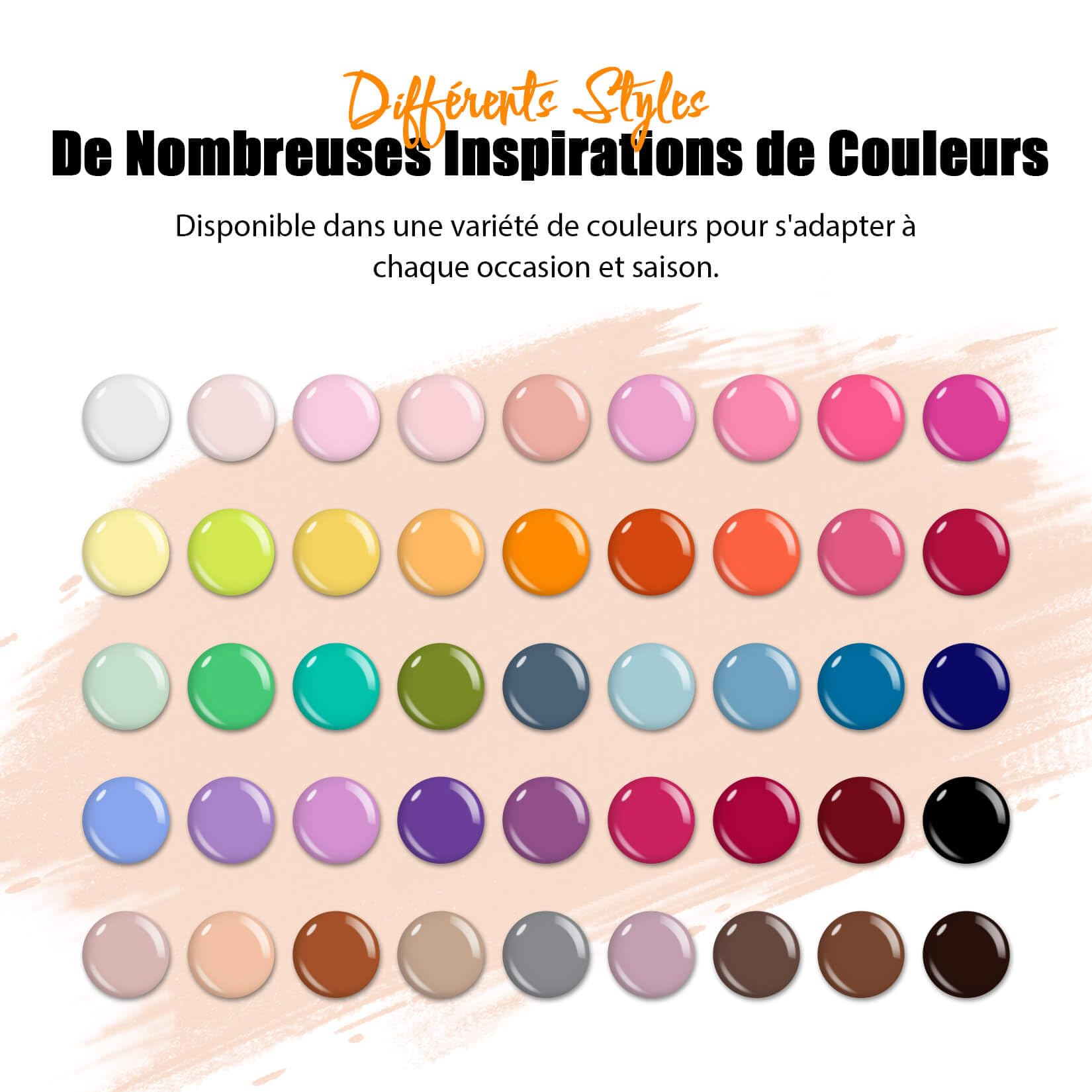 Phoenixy 50Pcs Vernis Semi Permanent 45 Couleurs Vernis Gel UV Semi Permanent avec 1 Base Coat 4 Top Coat Brillant Mat et Glitter Lot Vernis à Ongles Rose Marron Violet