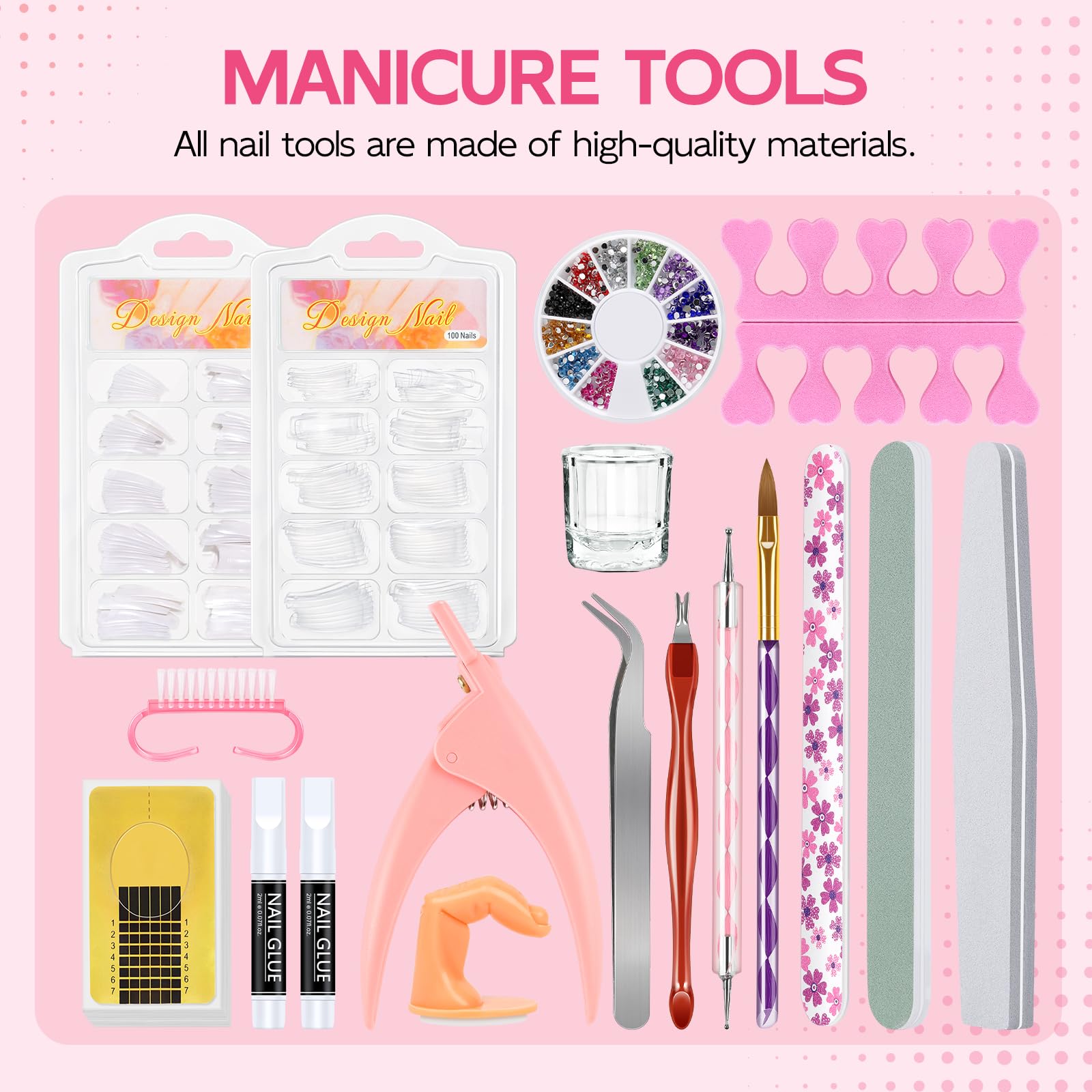 Coscelia Kit Uñas Acrílicas, 15pcs Polvo Acrilico para Uñas Profesional Acrilicas Uñas Iris Colores, Uñas Extensión Kit con Nail Art Supplies DIY Nail Art Design Salón