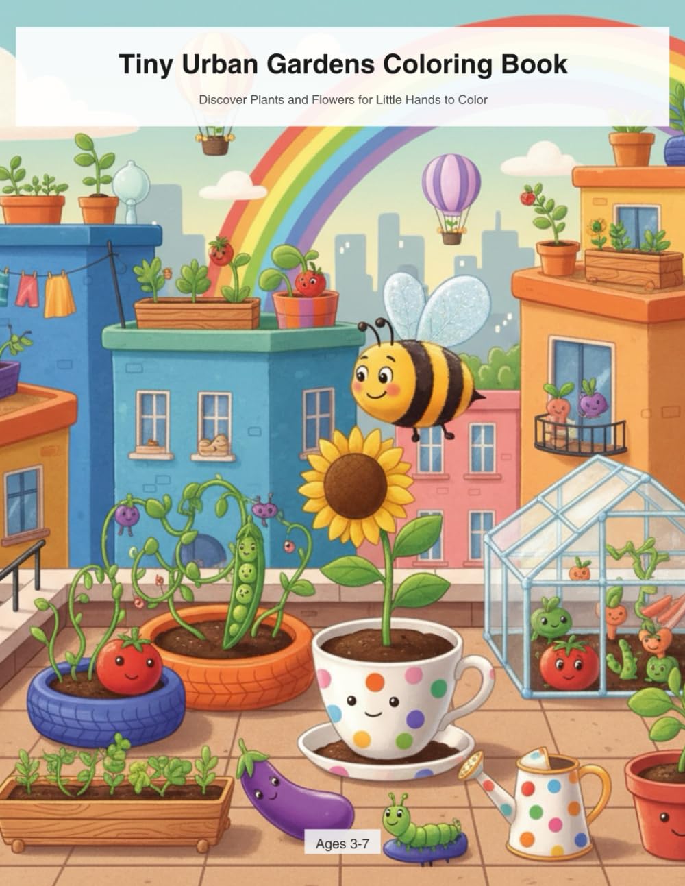 Tiny Urban Gardens Coloring Book: Discover Plants and Flowers for Little Hands to Color