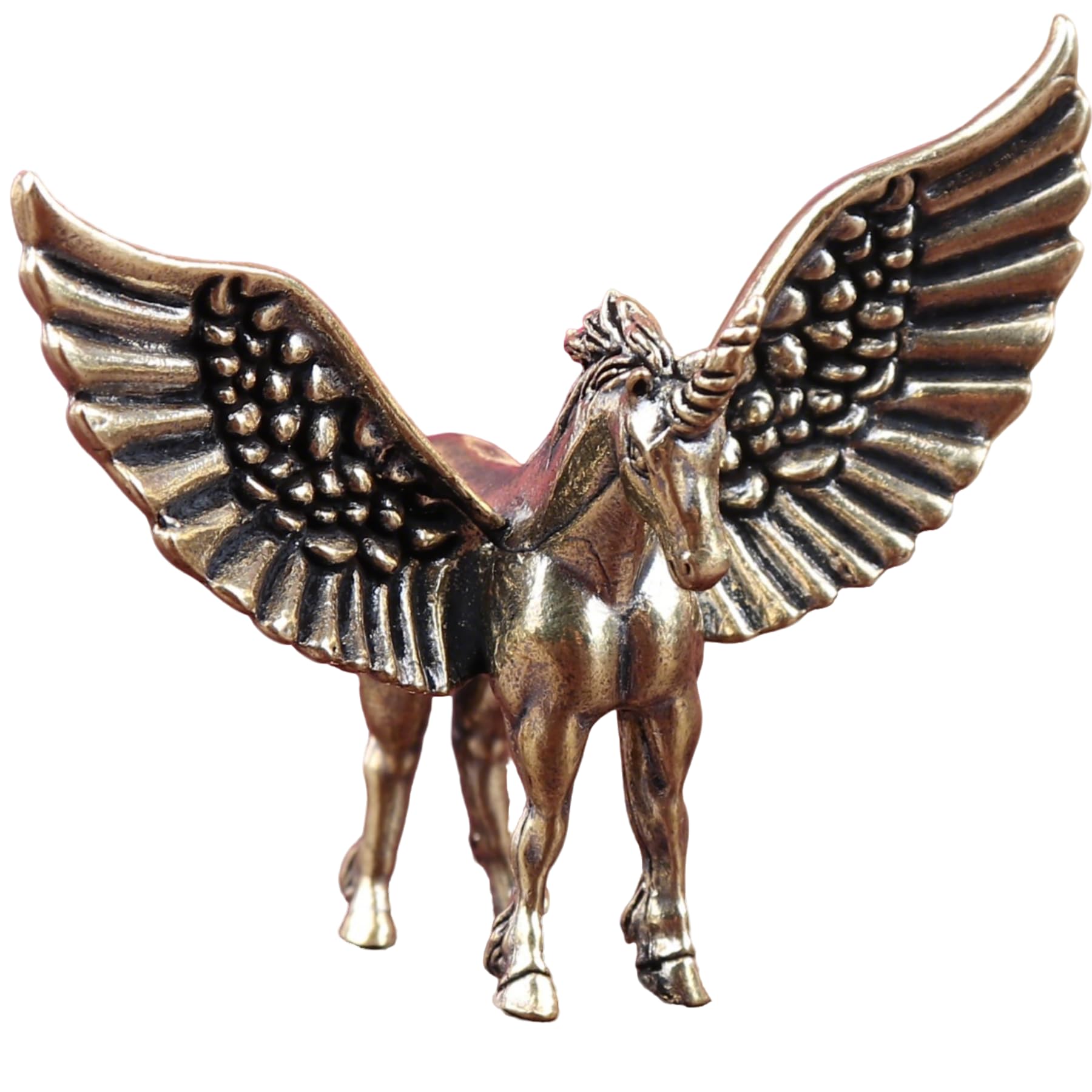 Brass Pegasus Statue, 2.36×2.13 Inches Winged Horse Figurine, Vintage Metal Mythical Anim…