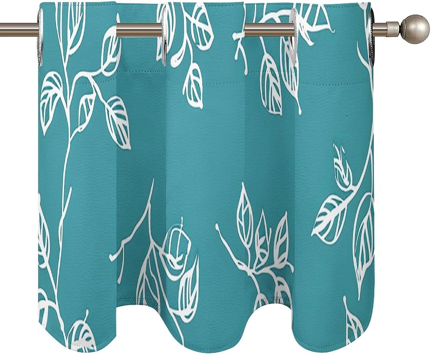 Leaves and Vines Valance for Windows, 2 Pack Kitchen Curtains Modern Home Decor, Soft Blackout Window Curtains for Living Room & Bedroom, 18 X 52 Inch