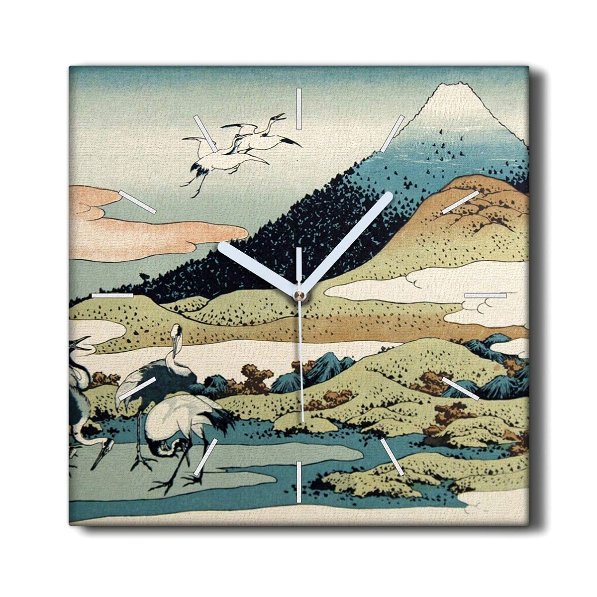 Horloge sans tic-tac Coloray décoration murale oiseaux de style japonais toile salon