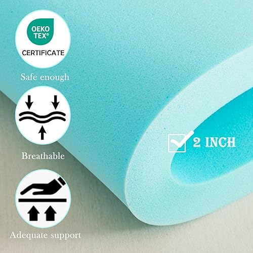 Miniatura 4 de WhatsBedding Cubrecolchón de espuma viscoelástica de doble capa de 4 pulgadas, espuma viscoelástica de gel de 2 pulgadas y funda de colchón superior