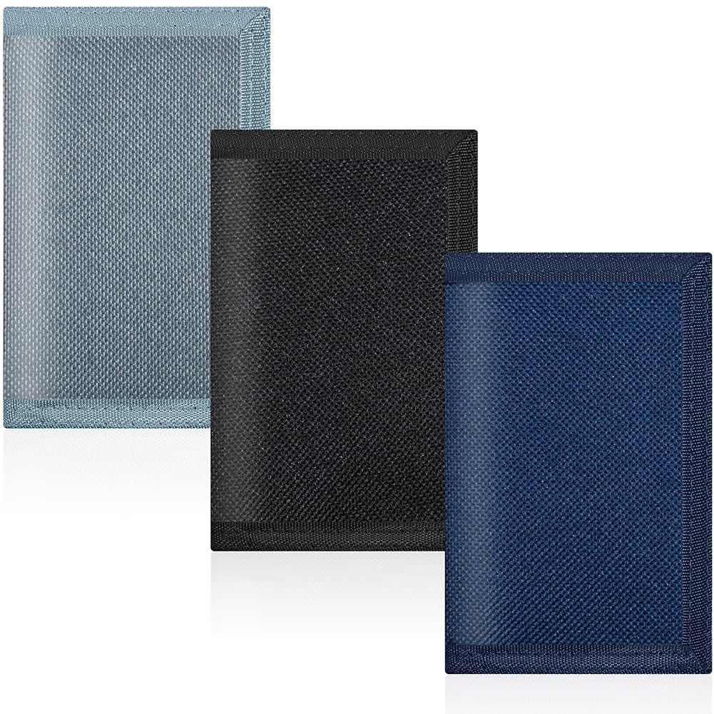 3 pieces rfid canvas wallet for men - teen wallets for boys with magic sticker nylon wallet for teen boy with coin pocket boy wallet for kids christmasbirthday