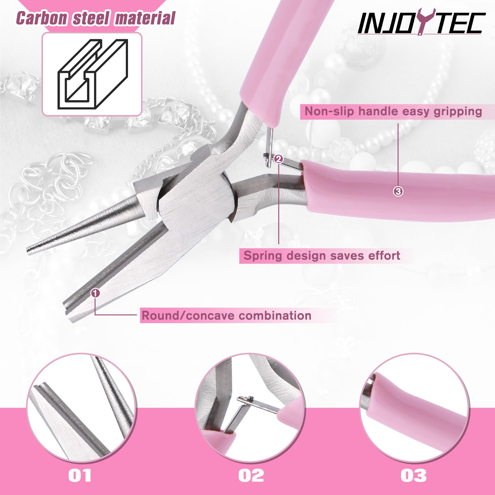 INJOYTEC Mini Round Concave Pliers Jewelry Making Pliers Wire Bending for Making Wire Loops Bending Wire, Wrapped Wire Loops - Image 2