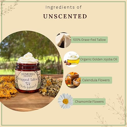 Miniatura 4 de Handmade Whipped Tallow Balm - (Value Size) Herb-Infused Chamomile & Calendula Moisturizer for Men, Women, Psoriasis, Eczema, Dry Sensitive Skin -