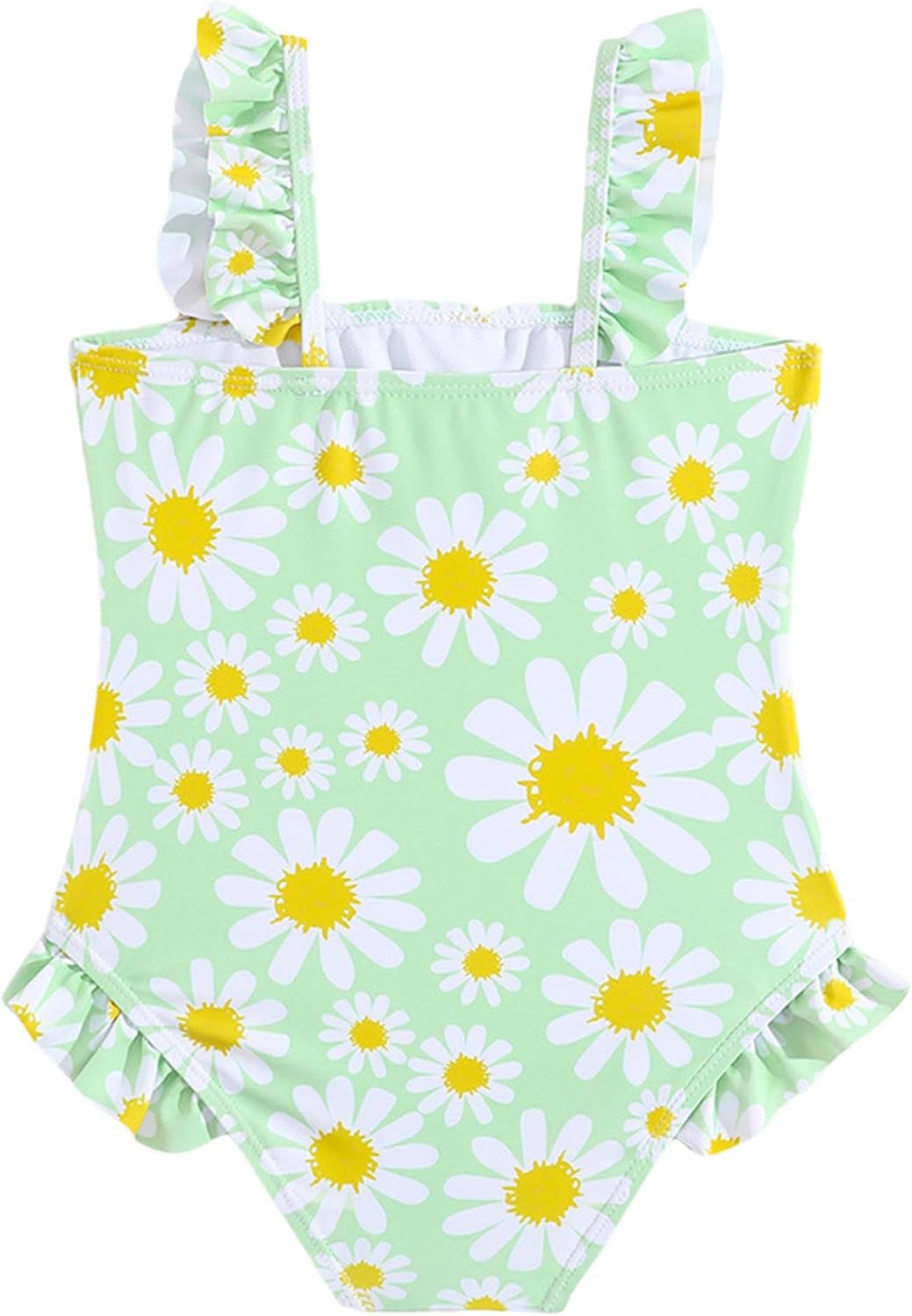 Little Girls One Piece Swimsuits Ruffle Strap Swimwear Quick Dry Flower Print Bathing Suit for Swimsuit Pool