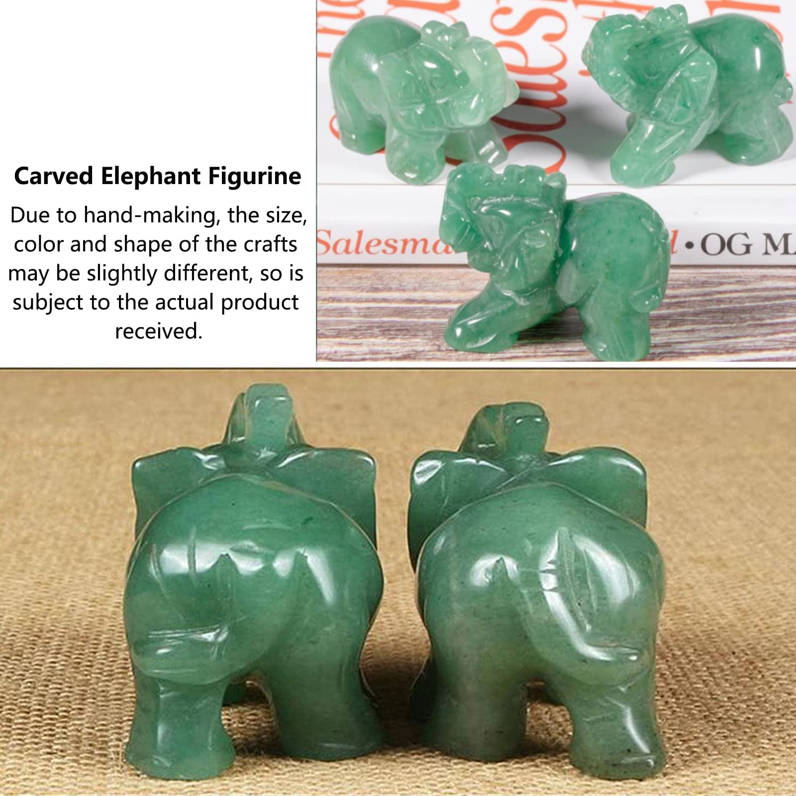 Amazon.co.jp: Watris Veiyi 2インチ 天然翡翠の象の置物 緑の象の装飾