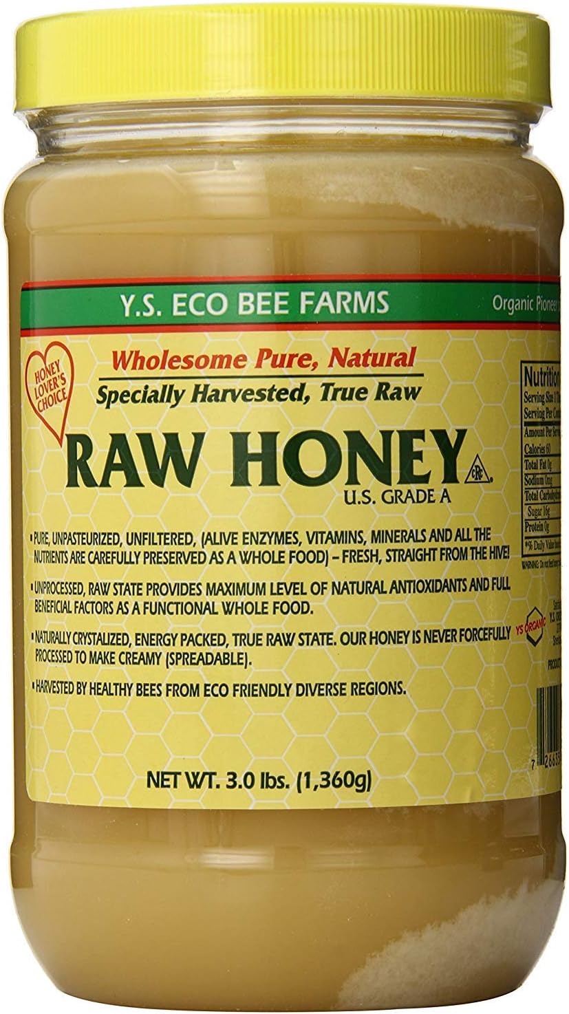 YS Eco Bee Farms RAW HONEY - Raw, Unfiltered, Unpasteurized - Kosher 3lbs - PACK OF 3
