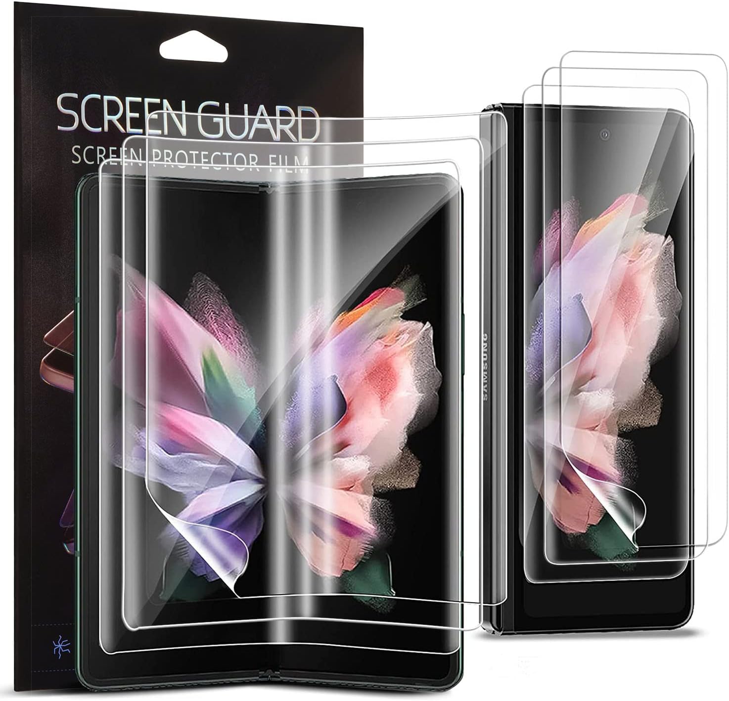 QLTYPRIScreen Protector for Samsung Galaxy Z Fold 2 5G, [3 Packs] High-Definition Soft TPU Film (NOT Glass) 3D Edge to Edge Full Coverage Soft Protective Film for Fold 2 5G – Transparent