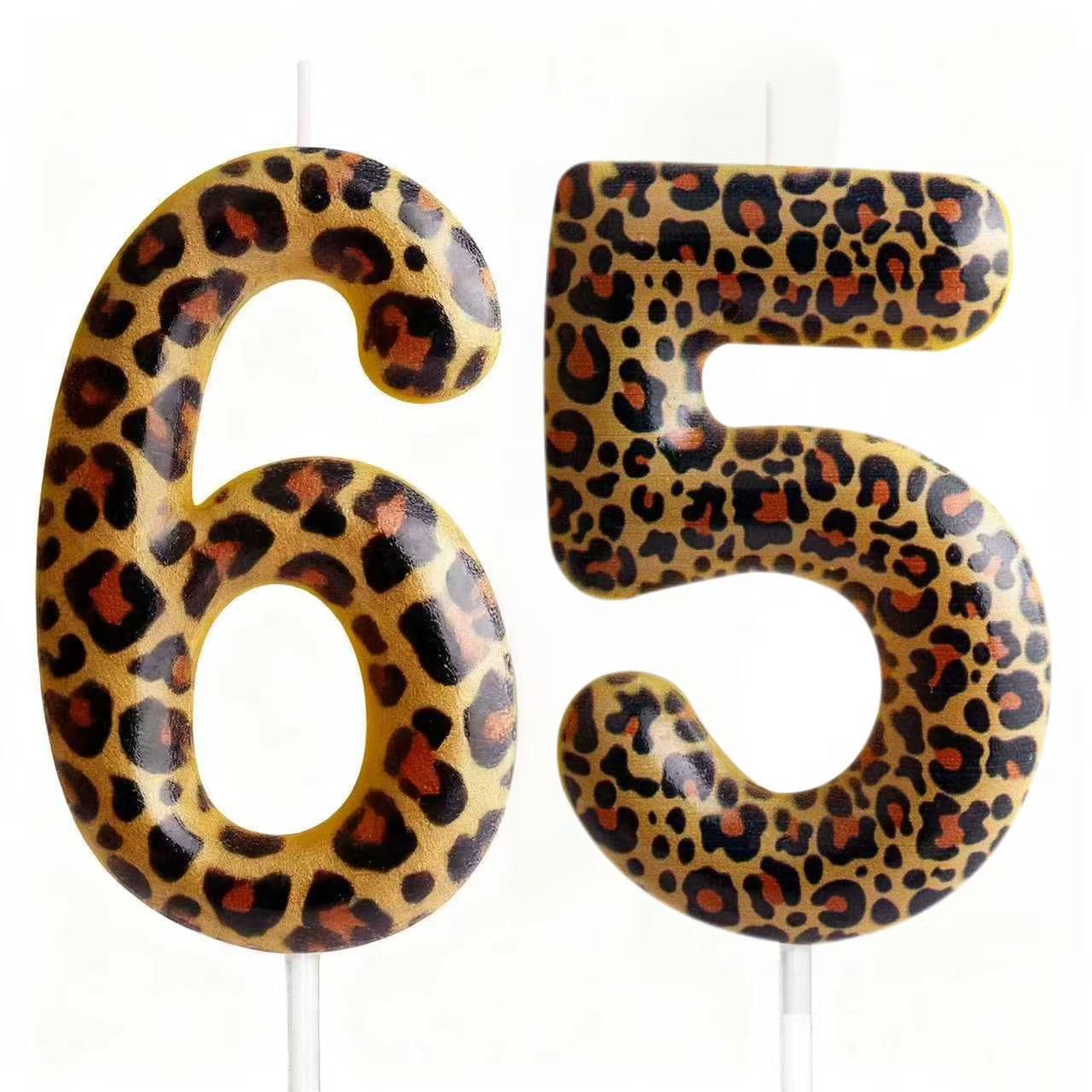Yiran Leopard Print Birthday Candles Number 21, Realistic Leopard Printing Birthday Number Candles, Wild Onez Zoo Animals Themed Candle Cake for Boys and Girls Gifts Anniversary Party Supplies — view 9