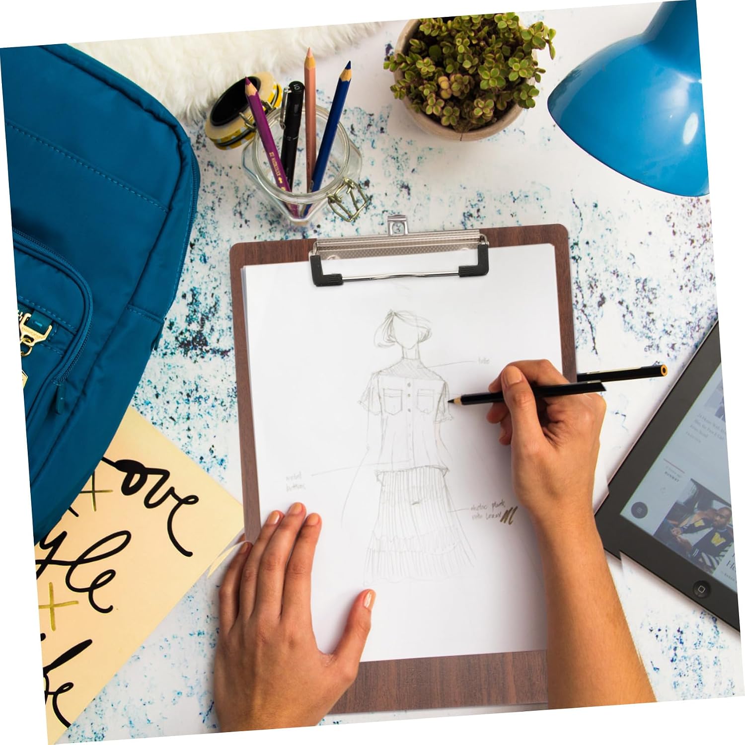 Housoutil Magnetic Drawing Board for Artists Sketch Drawing Board Clip Wooden Sketch Pad Home Painting Tool