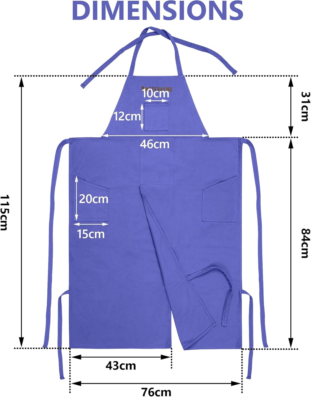 Full Coverage Pottery Apron Split Leg - 100% Cotton Canvas Potter's & Ceramics Aprons with Pockets for Women & Men
