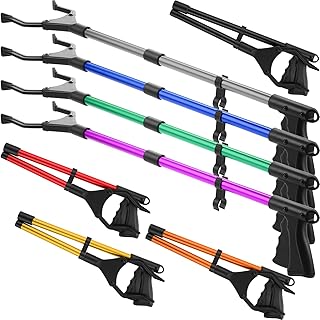 8 Pieces 32 Inch Grabber Reacher Tools Trash Picker Grabber for Elderly Foldable Reacher Grabber Pickup Tool Long Handy Trash Claw Grabber Reaching Assist Tool for Arm Extension Litter Picker, 8 Color
