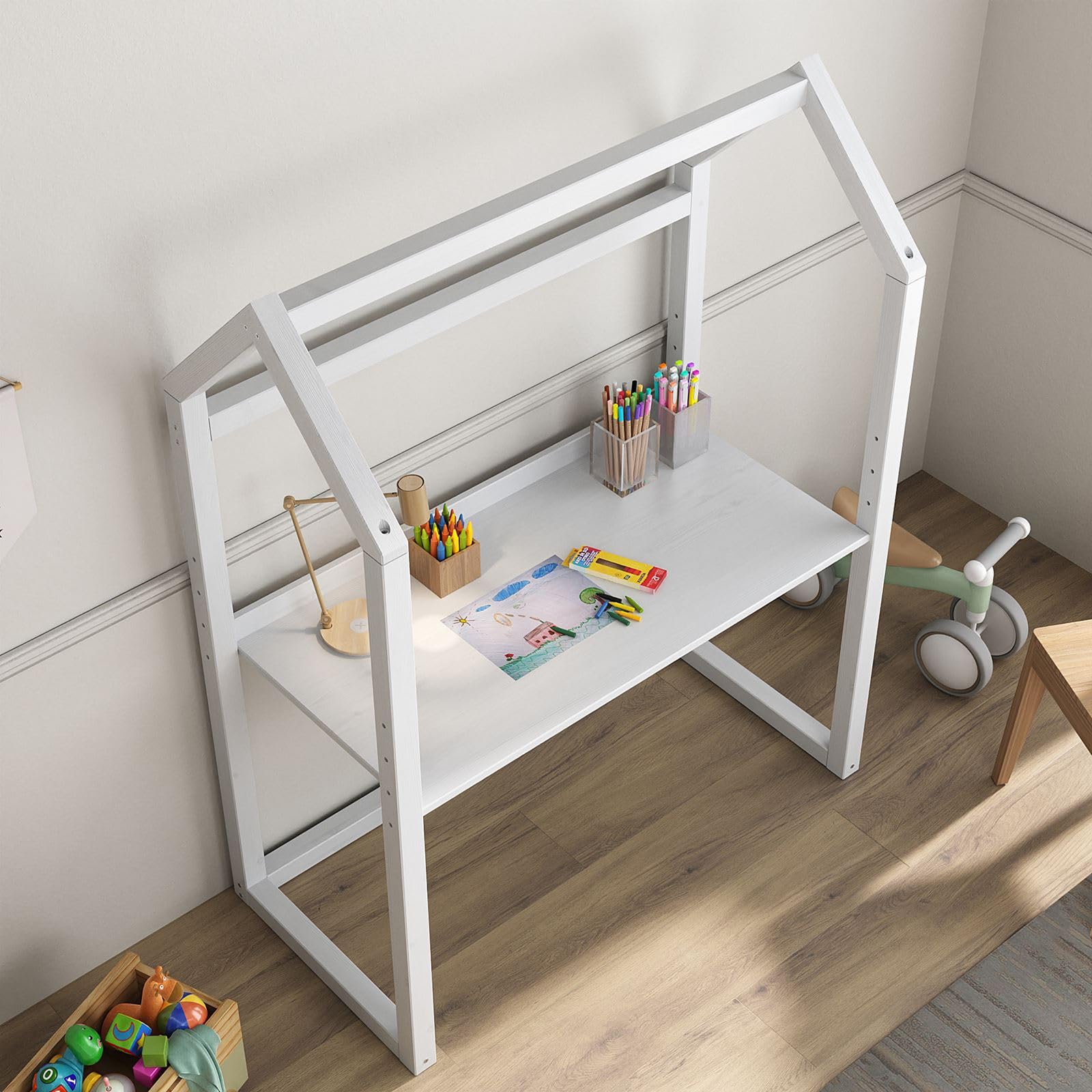 Houten kinderbureau met bankje Torre | Huis & Grietje (Afmeting set: Bureau 95 cm | Bankje 70 cm
