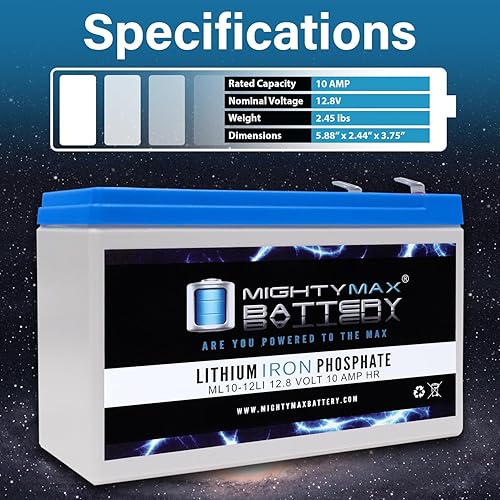 Miniatura 3 de Mighty Max Battery Batería de repuesto de litio de 12V 10AH compatible con Razor Dirt Quad Mini-ATV - 2 unidades